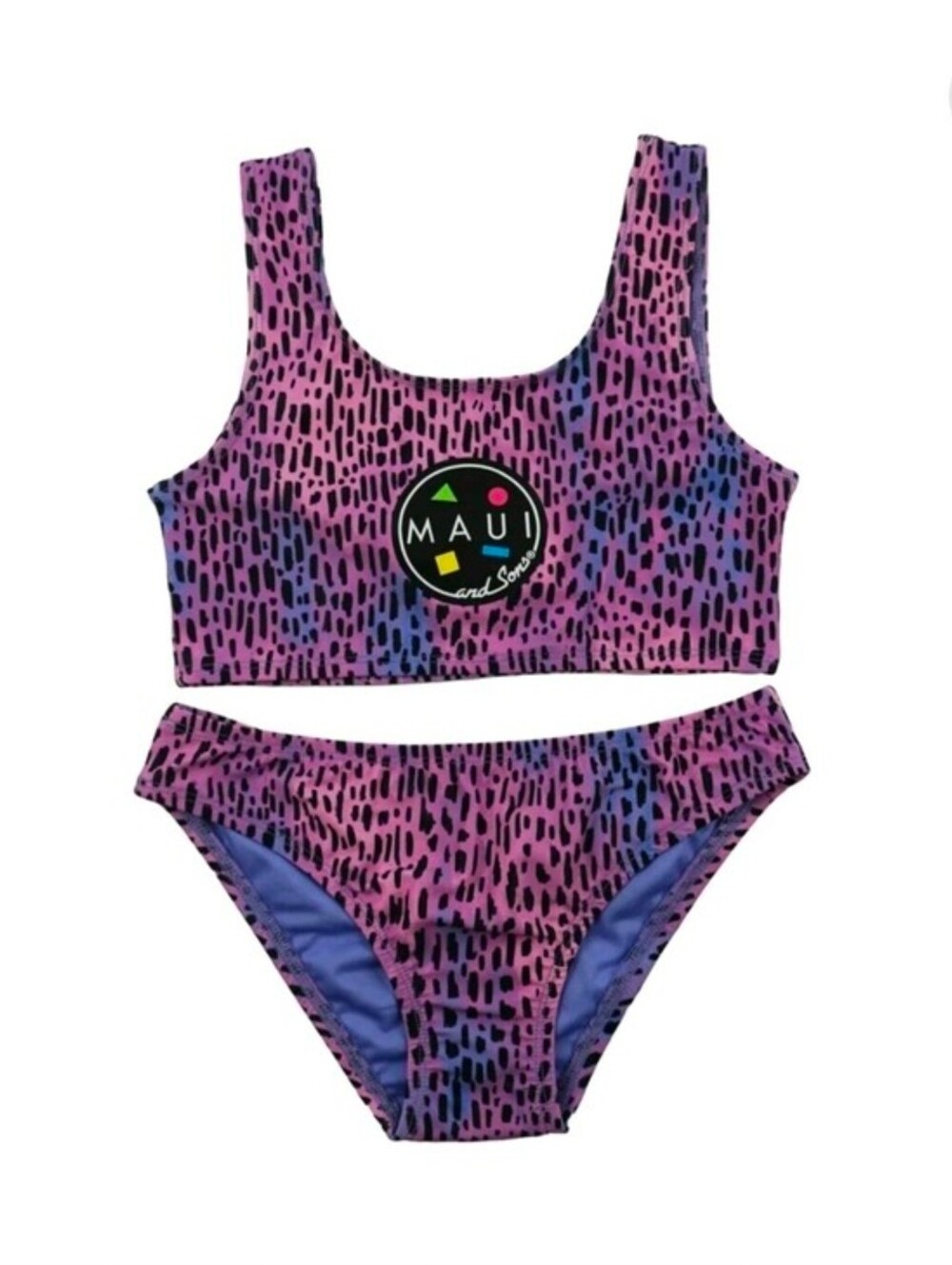 NWT! Maui & Sons Girls Purple Pink Organica Two Piece Bathing Suit 7/8
